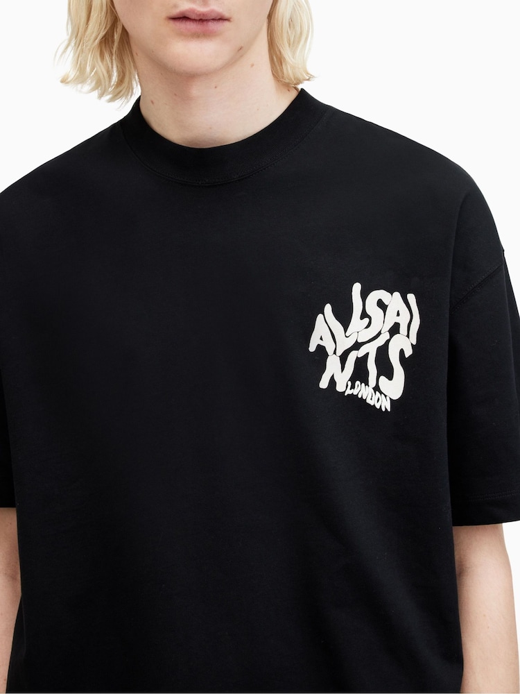 All Saints Black Orlando Short Sleeve Crew Neck T-Shirt - Image 4 of 6