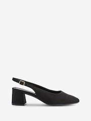 JD Williams Black Flexi Sole Kitten Heel Slingback Block Heels Shoes In Wide Fit - Image 5 of 5