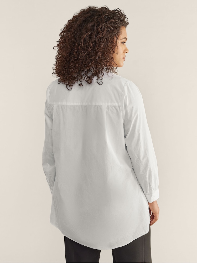 Evans 100% Cotton Poplin Chalk White Demin Shirt - Image 5 of 5