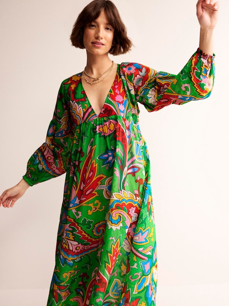 Boden Green Metallic Star Dress - Image 2 of 5 Boden Green Metallic Star Dress - Image 2 of 5