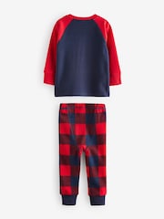 Navy/Red Santa Check 100% Cotton Single Christmas Pyjamas (9mths-12yrs) - Image 4 of 7