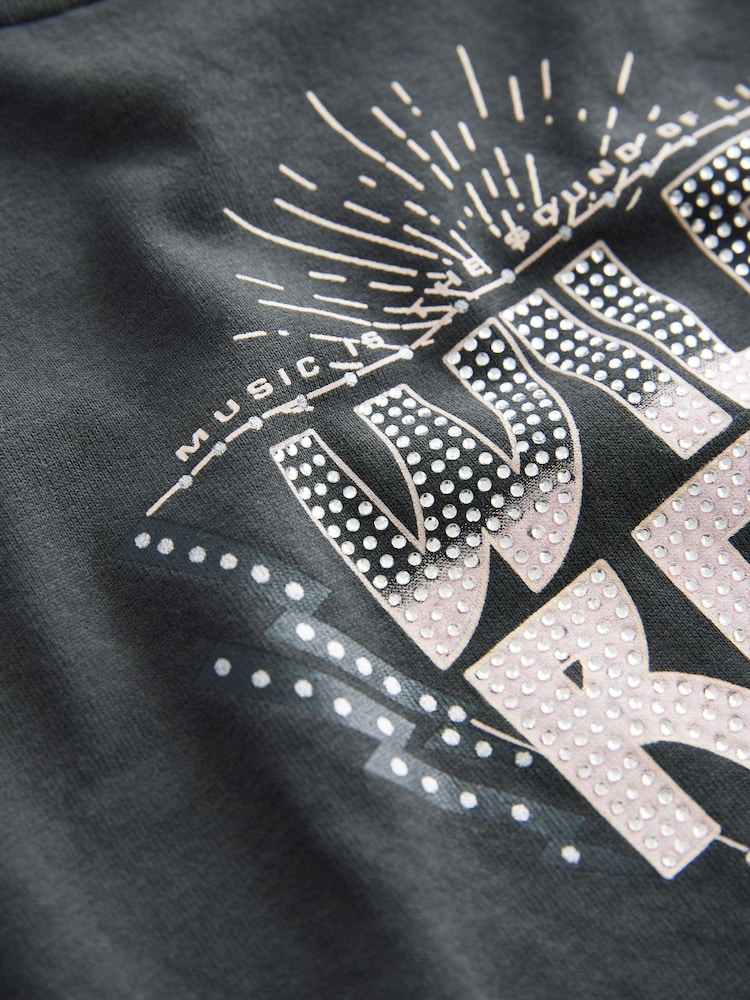 Charcoal Grey Embellished T-Shirt And Sequin Skirt Set (3-16yrs) - Image 7 of 7