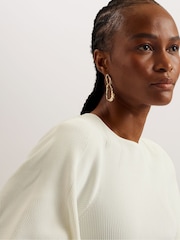 Ted Baker Cream Raelea Rib Engineered Bodycon Midi Dress - Image 3 of 6