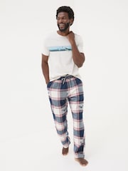 FatFace Blue Shelter Check Pyjama Bottoms - Image 3 of 6