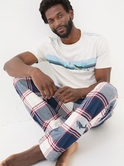 FatFace Blue Shelter Check Pyjama Bottoms - Image 4 of 6