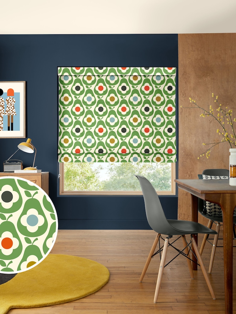 Orla Kiely Green Multi Pear Made to Measure 100% Cotton Roman Blinds - Image 1 of 6