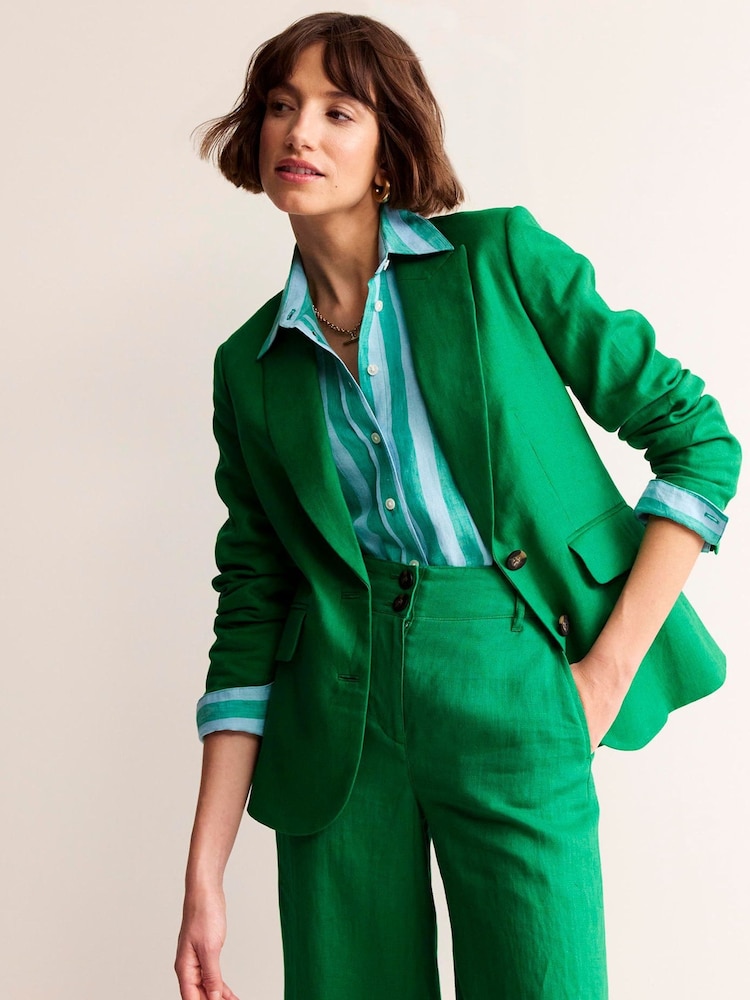 Boden Green Marylebone 100% Linen Blazer - Image 2 of 5 Boden Green Marylebone 100% Linen Blazer - Image 2 of 5