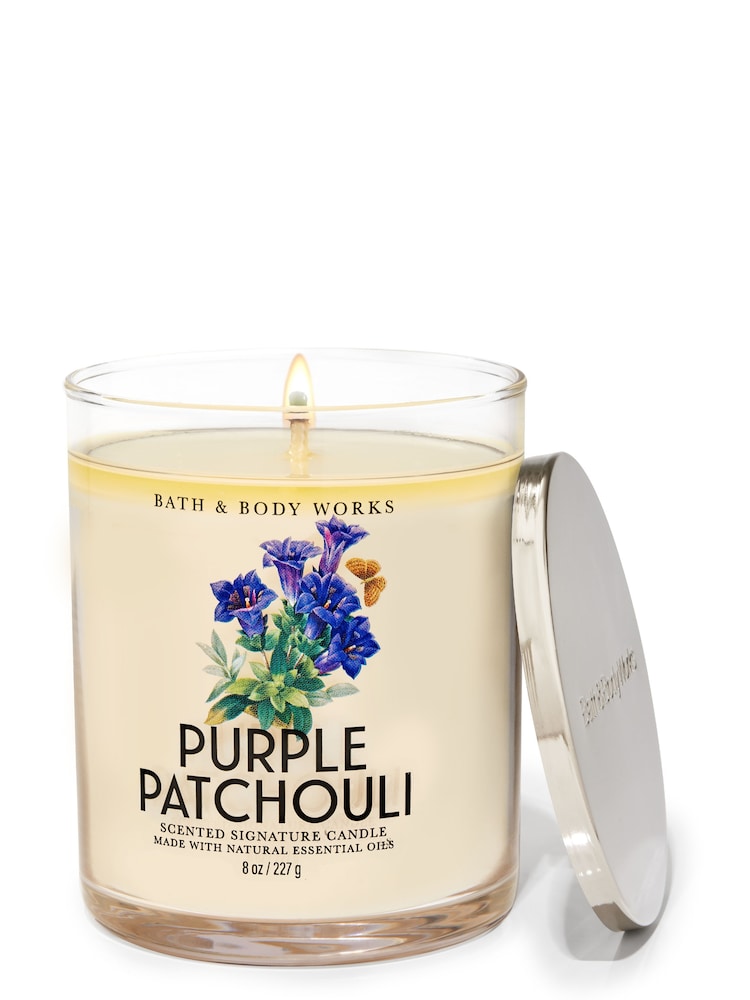 Bath & Body Works Clear Purple Patchouli Signature Single Wick Candle 8 oz / 227 g - Image 1 of 1