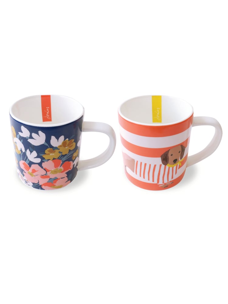 Joules Bright Side 2 Stackable Ceramic Mugs 2 Designs - Image 2 of 4