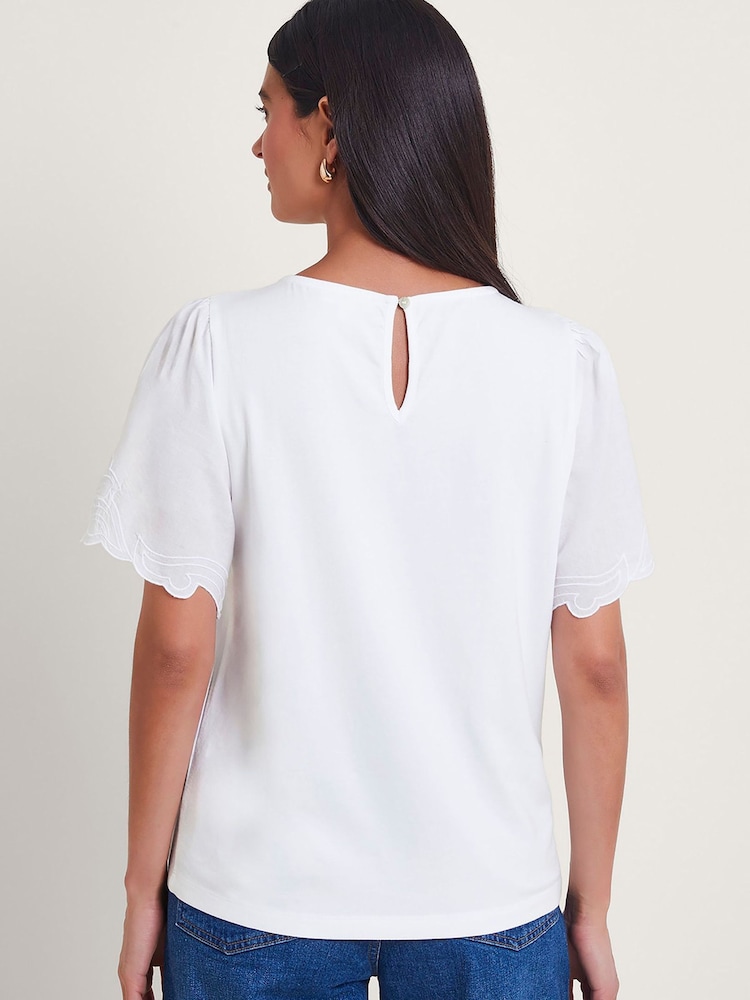 Monsoon Tatianna Verziertes T-Shirt, Weiß - Bild 2 von 5