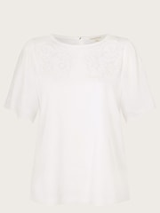 Monsoon Tatianna Verziertes T-Shirt, Weiß - Bild 5 von 5