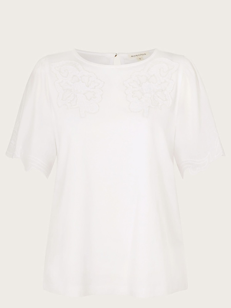 Monsoon White Tatianna Embellished T-Shirt - Image 5 of 5 Monsoon White Tatianna Embellished T-Shirt - Image 5 of 5