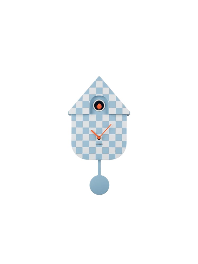 Karlsson Soft Blue Modern Cuckoo Checker ABS Wall Clock - Image 2 of 4