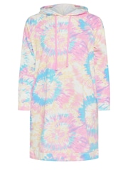 Yours Curve Pink Tie Dye Hoodie Dress - Image 5 of 5