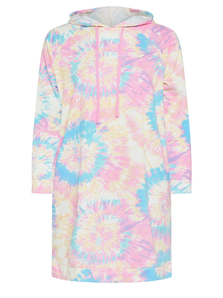 Yours Curve Pink Tie Dye Hoodie Dress - Image 5 of 5