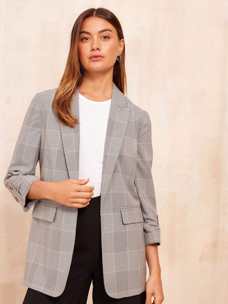 Friends Like These Grey Petite Edge To Edge Blazer - Image 1 of 4 Friends Like These Grey Petite Edge To Edge Blazer - Image 1 of 4