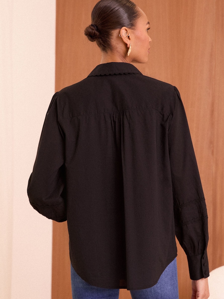 Love & Roses Black V Neck Ric Rac Trim Blouse - Image 4 of 4 Love & Roses Black V Neck Ric Rac Trim Blouse - Image 4 of 4