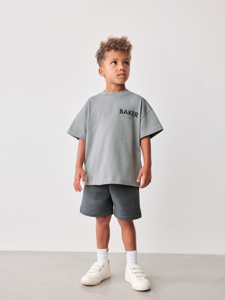 Baker by Ted Baker Oversized 100% Cotton T-Shirt and Sweat Shorts Set - Image 1 of 9