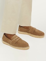 Dune London Brown Barrios Premium Penny Espadrilles - Image 1 of 6