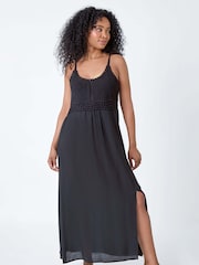Roman Black Crochet Bodice Cotton Maxi Dress - Image 2 of 5