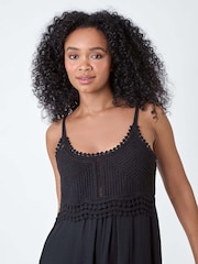 Roman Black Crochet Bodice Cotton Maxi Dress - Image 4 of 5