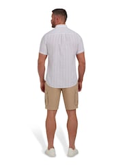 Raging Bull Grey Short Sleeve Multi Stripe Linen Look Shirt - Image 2 of 8