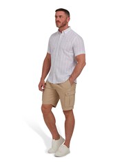 Raging Bull Grey Short Sleeve Multi Stripe Linen Look Shirt - Image 3 of 8