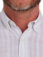 Raging Bull Grey Short Sleeve Multi Stripe Linen Look Shirt - Image 5 of 8