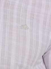 Raging Bull Grey Short Sleeve Multi Stripe Linen Look Shirt - Image 8 of 8