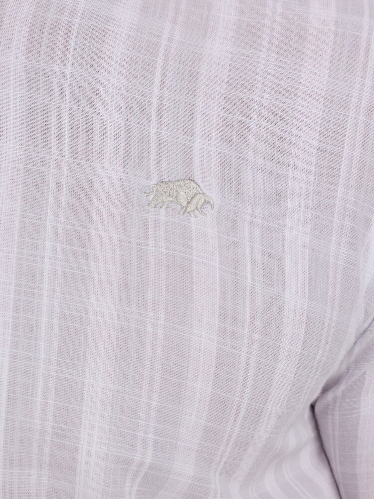 Raging Bull Grey Short Sleeve Multi Stripe Linen Look Shirt - Image 8 of 8