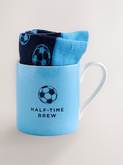 Blue Football Mug and Socks Set - Image 1 of 4