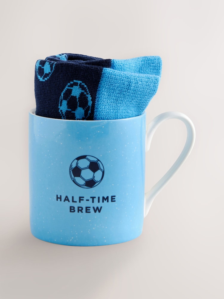 Blue Football Mug and Socks Set - Image 1 of 4