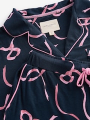 Laura Ashley Navy Button Through Bow Pyjamas - Image 10 of 12