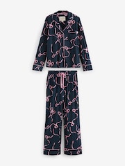 Laura Ashley Navy Button Through Bow Pyjamas - Image 7 of 12