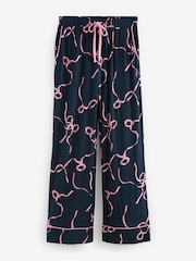 Laura Ashley Navy Button Through Bow Pyjamas - Image 9 of 12