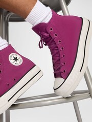Converse Purple Suede Chuck Taylor All Star Lift Trainers - Image 9 of 9