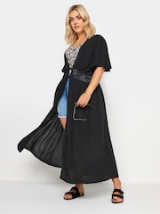 Negro - Yours Curve Crinkle Maxi Kimono - Imagen 3 de 6