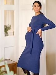 أزرق - فستان للحوامل من الجيرسيه المضلع من JoJo Maman Bébé - صورة 5 من 5