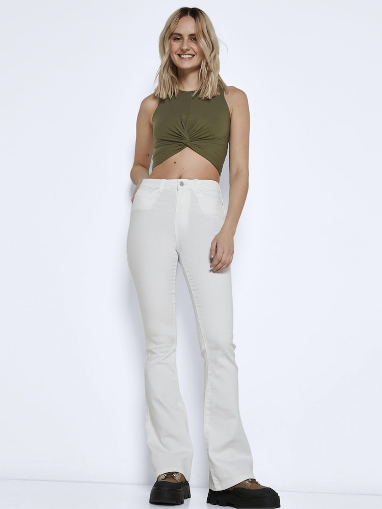 NOISY MAY White High Waist Flared Jeans - Image 1 of 5