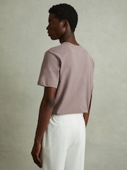 Reiss Opal Grey Melrose Cotton Crew Neck T-Shirt - Image 5 of 6