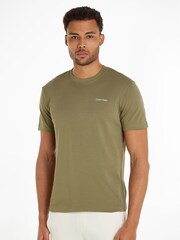Calvin Klein Green 100% Cotton Micro Logo Interlock T-Shirt - Image 1 of 5