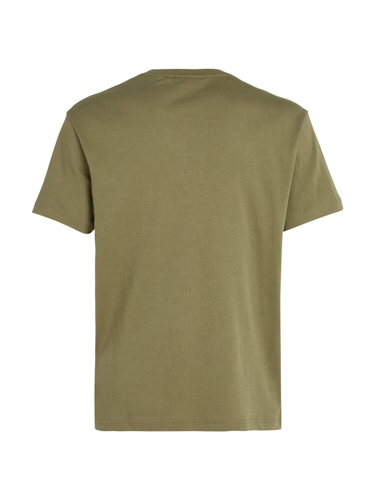 Calvin Klein Green 100% Cotton Micro Logo Interlock T-Shirt - Image 5 of 5