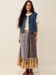 East Loran Patch Print Floral Crinkle Cotton Maxi Skirt - Imagen 1 de 6