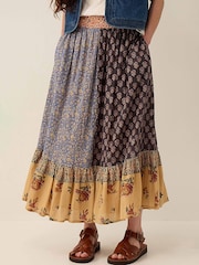 East Loran Patch Print Floral Crinkle Cotton Maxi Skirt - Imagen 3 de 6