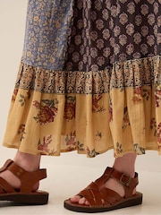 East Loran Patch Print Floral Crinkle Cotton Maxi Skirt - Imagen 4 de 6