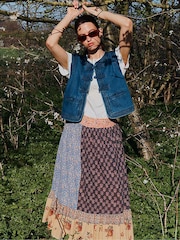 East Loran Patch Print Floral Crinkle Cotton Maxi Skirt - Imagen 5 de 6