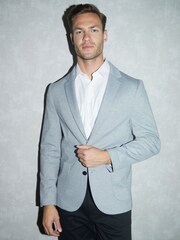 Threadbare Grey Luxe Jersey Single Breasted Blazer - Image 7 of 8