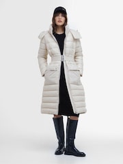 Barbour® International Cream Aisha Longline Hooded Puffer Coat - Image 1 of 7
