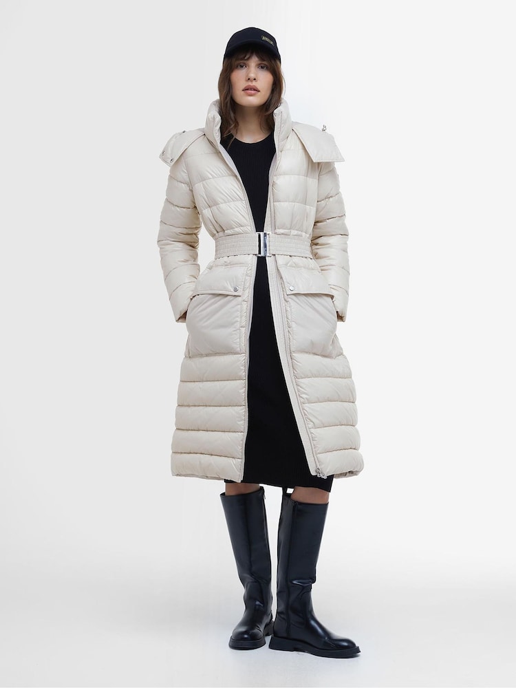 Barbour® International Cream Aisha Longline Hooded Puffer Coat - Image 1 of 7