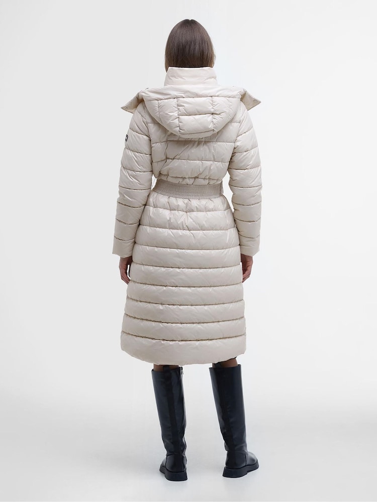 Barbour® International Cream Aisha Longline Hooded Puffer Coat - Image 2 of 7